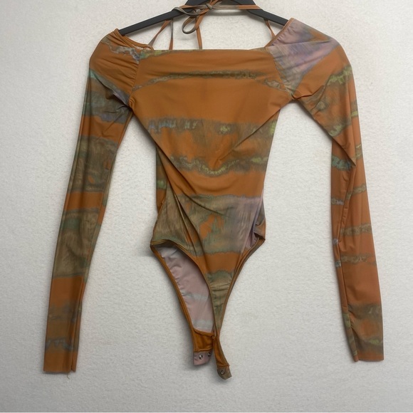 Skims JELLY SHEER Off The Shoulder Bodysuit Top Tie Dye Print Small - Picture 7 of 10